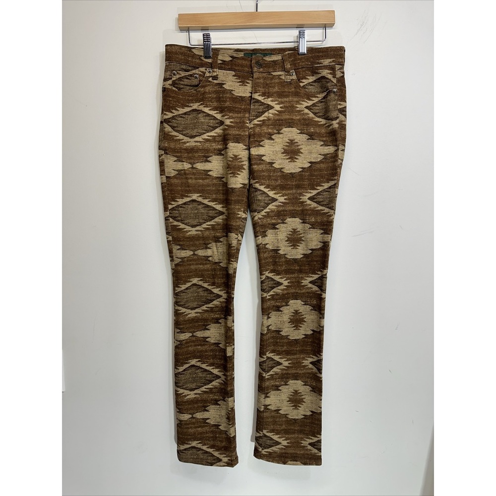 LRL Ralph Lauren Jeans Women's Size 4 Modern Straight Brown Aztec Denim